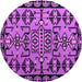 Round Machine Washable Southwestern Purple Country Area Rugs, wshabs4446pur