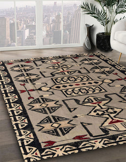 Abstract Camel Brown Southwestern Rug in Family Room, abs4446