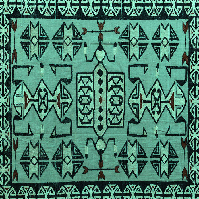 Square Southwestern Turquoise Country Rug, abs4446turq