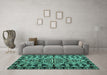 Machine Washable Southwestern Turquoise Country Area Rugs in a Living Room,, wshabs4446turq