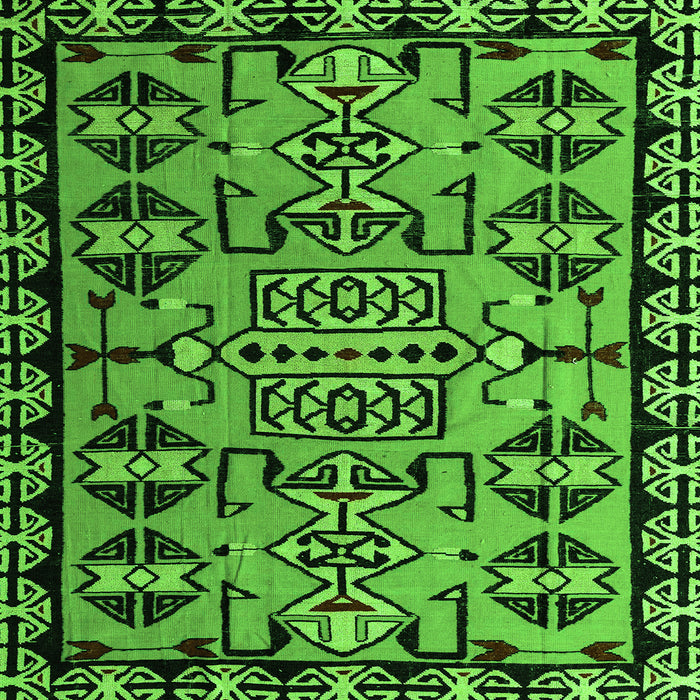 Square Machine Washable Southwestern Green Country Area Rugs, wshabs4446grn
