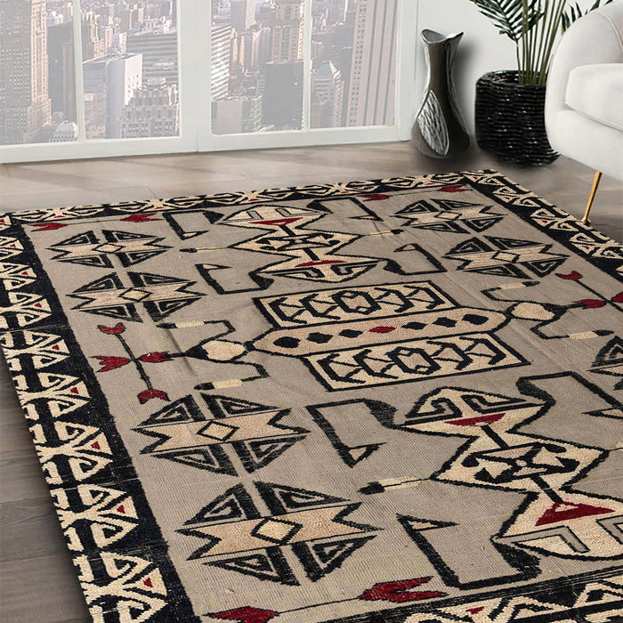 Abstract Camel Brown Southwestern Rug in Family Room, abs4446
