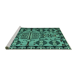 Sideview of Machine Washable Southwestern Turquoise Country Area Rugs, wshabs4446turq