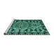 Sideview of Machine Washable Southwestern Turquoise Country Area Rugs, wshabs4446turq