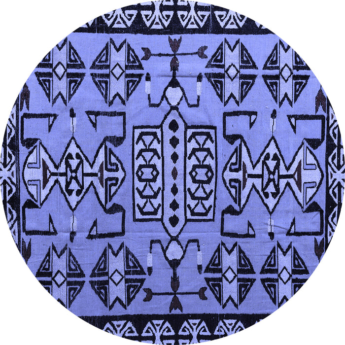 Round Southwestern Blue Country Rug, abs4446blu