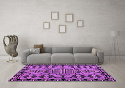 Machine Washable Southwestern Purple Country Area Rugs in a Living Room, wshabs4446pur