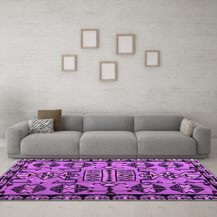 Machine Washable Southwestern Purple Country Area Rugs in a Living Room, wshabs4446pur