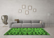 Machine Washable Southwestern Green Country Area Rugs in a Living Room,, wshabs4446grn