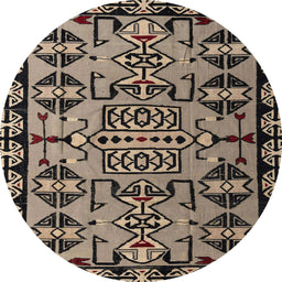 Round Machine Washable Abstract Camel Brown Rug, wshabs4446