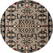 Round Machine Washable Abstract Camel Brown Rug, wshabs4446