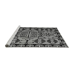 Sideview of Machine Washable Southwestern Gray Country Rug, wshabs4446gry