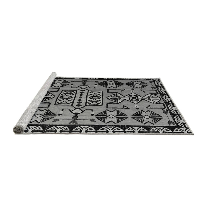 Sideview of Machine Washable Southwestern Gray Country Rug, wshabs4446gry