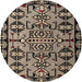 Round Abstract Camel Brown Southwestern Rug, abs4446