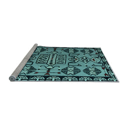 Sideview of Machine Washable Southwestern Light Blue Country Rug, wshabs4446lblu