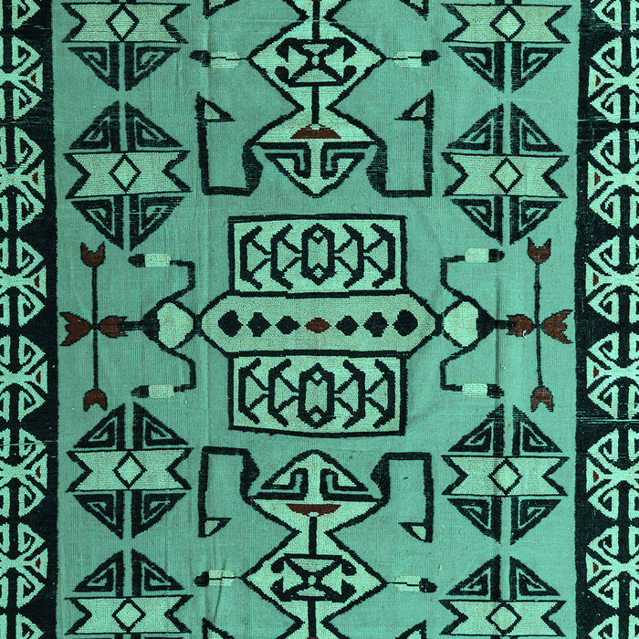 Machine Washable Southwestern Turquoise Country Area Rugs, wshabs4446turq