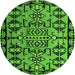 Round Southwestern Green Country Rug, abs4446grn