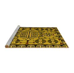 Sideview of Machine Washable Southwestern Yellow Country Rug, wshabs4446yw