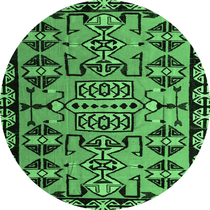 Round Southwestern Emerald Green Country Rug, abs4446emgrn