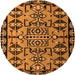 Round Machine Washable Southwestern Orange Country Area Rugs, wshabs4446org