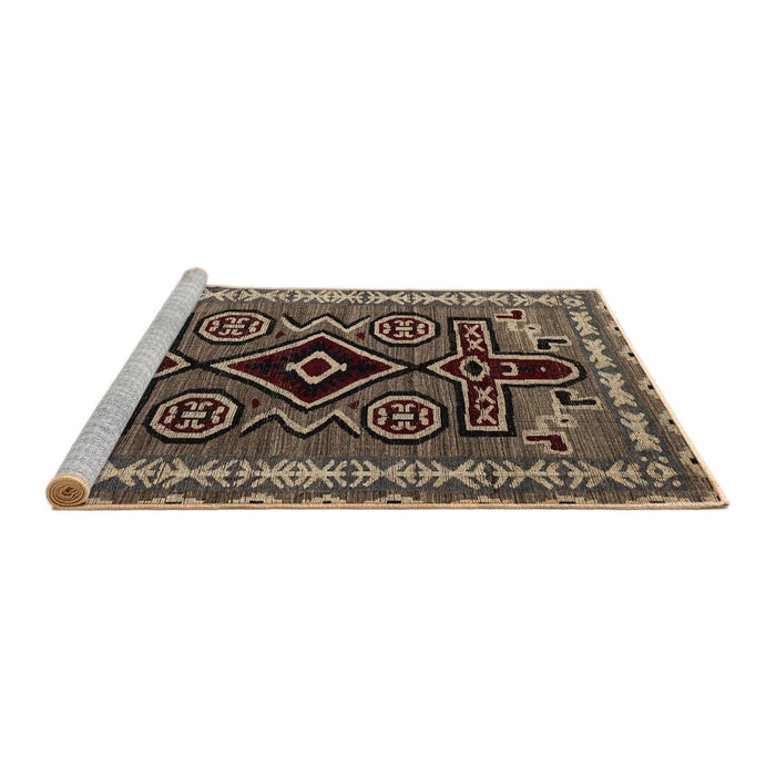 Sideview of Machine Washable Abstract Bakers Brown Rug, wshabs4447