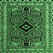 Square Machine Washable Southwestern Emerald Green Country Area Rugs, wshabs4447emgrn