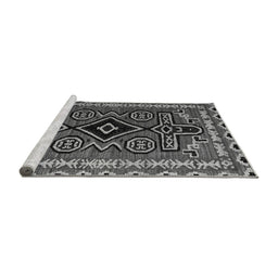 Sideview of Machine Washable Southwestern Gray Country Rug, wshabs4447gry