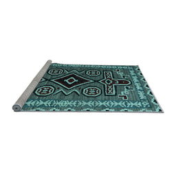 Sideview of Machine Washable Southwestern Light Blue Country Rug, wshabs4447lblu