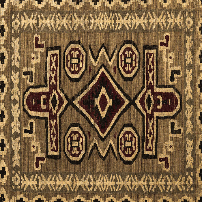 Square Machine Washable Southwestern Brown Country Rug, wshabs4447brn