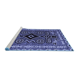 Sideview of Machine Washable Southwestern Blue Country Rug, wshabs4447blu