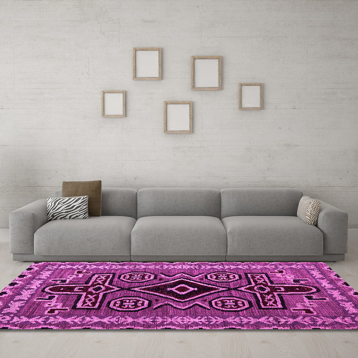 Machine Washable Southwestern Pink Country Rug in a Living Room, wshabs4447pnk