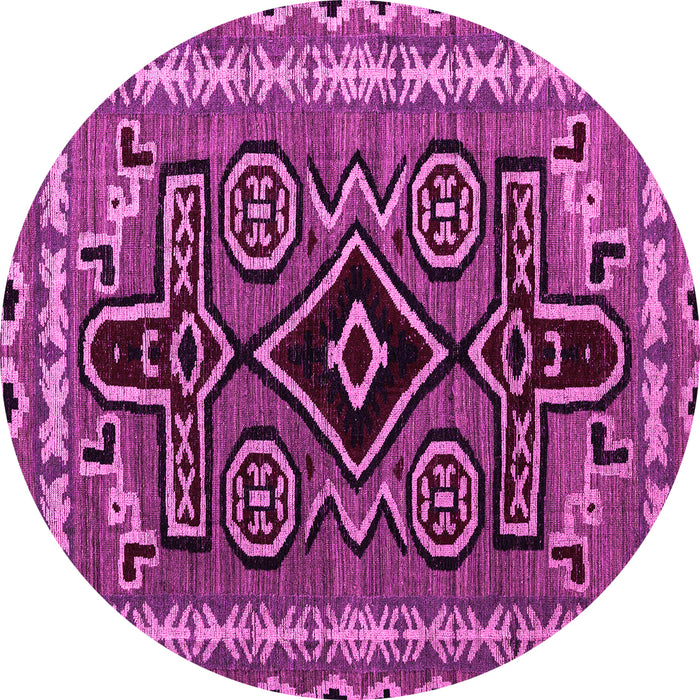 Round Machine Washable Southwestern Pink Country Rug, wshabs4447pnk