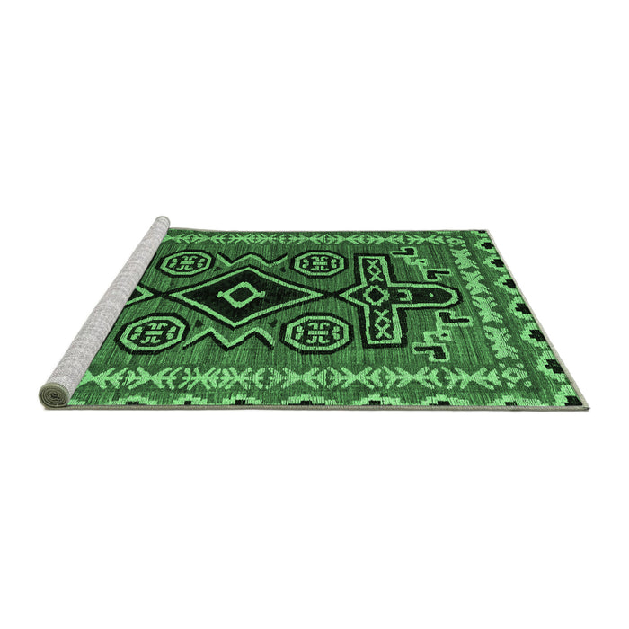Sideview of Machine Washable Southwestern Emerald Green Country Area Rugs, wshabs4447emgrn