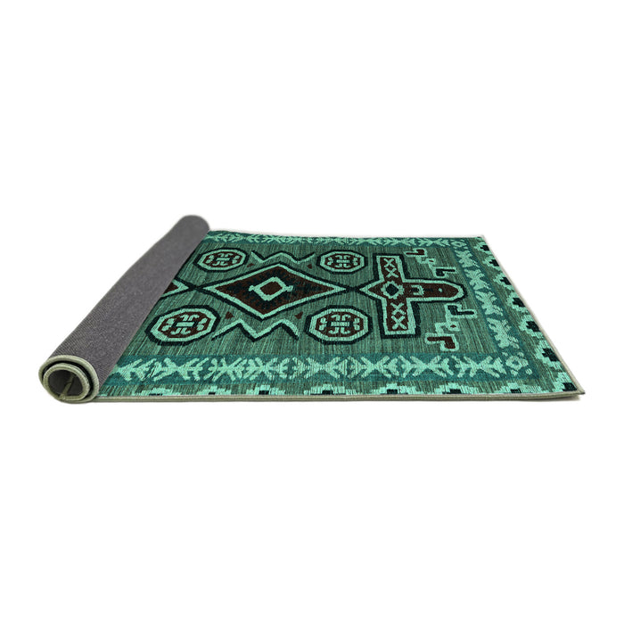 Sideview of Southwestern Turquoise Country Rug, abs4447turq