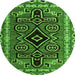 Round Southwestern Green Country Rug, abs4447grn