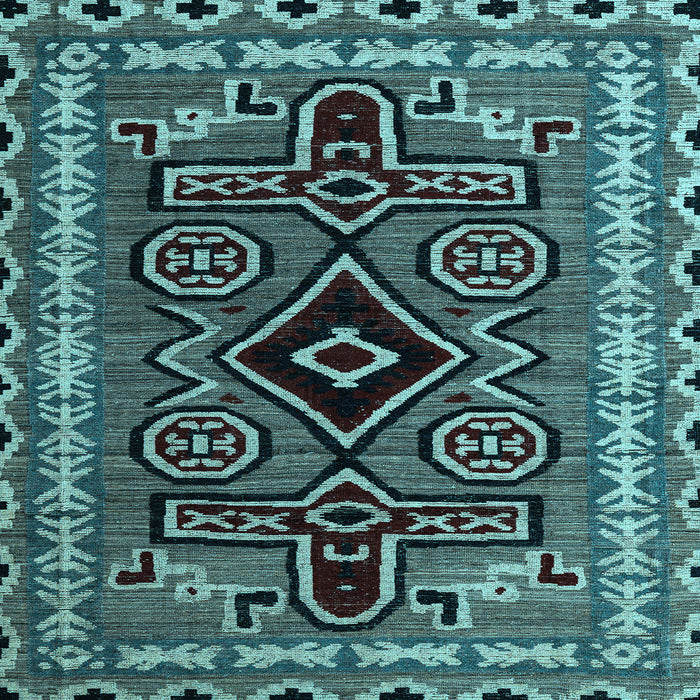 Square Machine Washable Southwestern Light Blue Country Rug, wshabs4447lblu