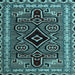 Square Machine Washable Southwestern Light Blue Country Rug, wshabs4447lblu