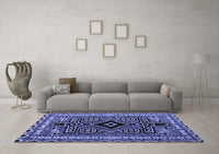 Machine Washable Southwestern Blue Country Rug, wshabs4447blu