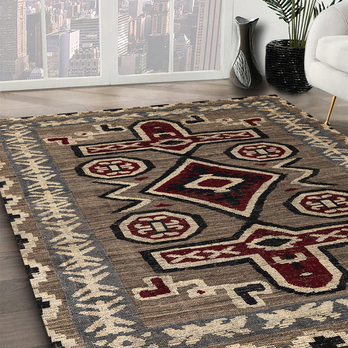 Machine Washable Abstract Bakers Brown Rug in a Family Room, wshabs4447