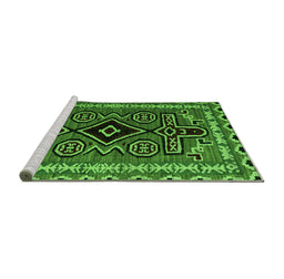 Sideview of Machine Washable Southwestern Green Country Area Rugs, wshabs4447grn