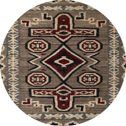 Round Machine Washable Abstract Bakers Brown Rug, wshabs4447