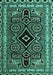 Machine Washable Southwestern Turquoise Country Area Rugs, wshabs4447turq