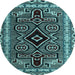 Round Southwestern Light Blue Country Rug, abs4447lblu