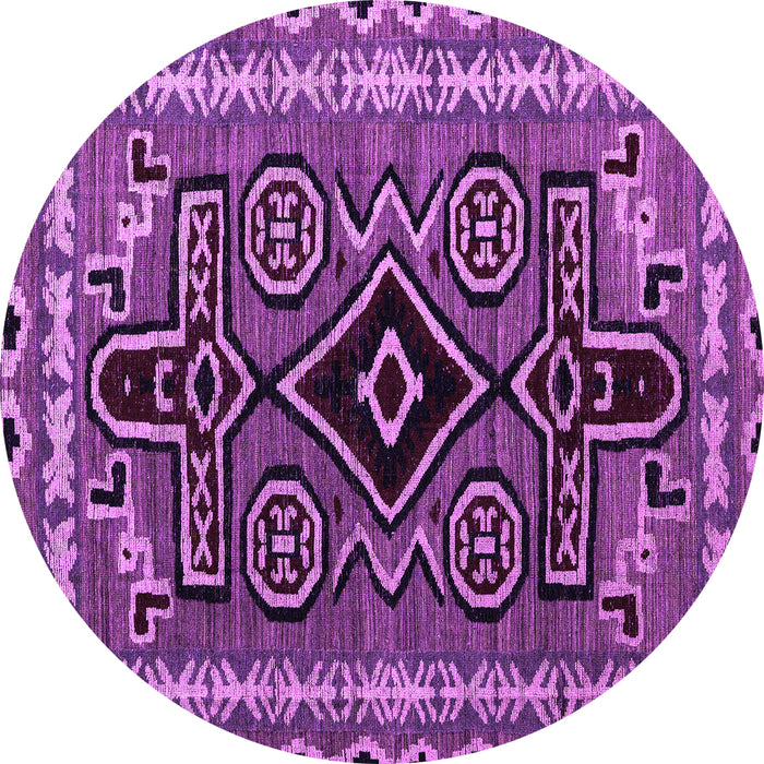Round Machine Washable Southwestern Purple Country Area Rugs, wshabs4447pur