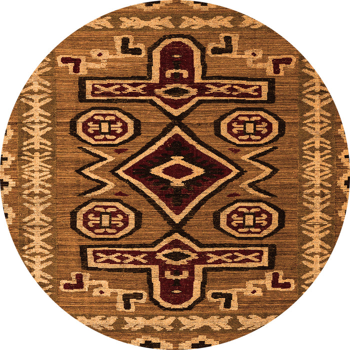 Round Machine Washable Southwestern Orange Country Area Rugs, wshabs4447org