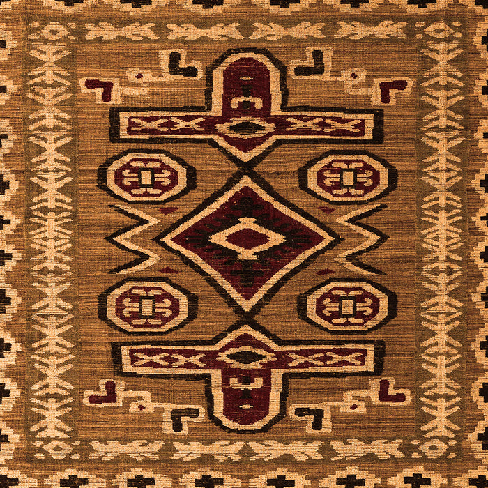 Square Machine Washable Southwestern Orange Country Area Rugs, wshabs4447org