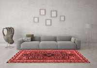 Machine Washable Southwestern Red Country Rug, wshabs4447red