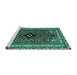 Sideview of Machine Washable Southwestern Turquoise Country Area Rugs, wshabs4447turq