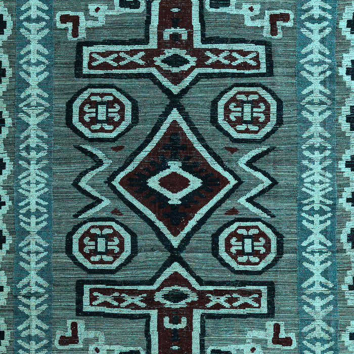 Machine Washable Southwestern Light Blue Country Rug, wshabs4447lblu