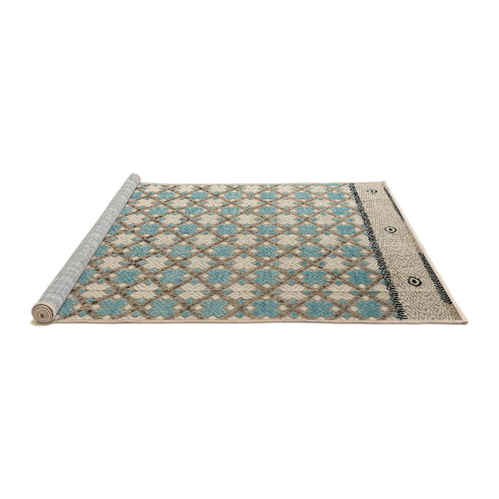 Sideview of Machine Washable Abstract Khaki Green Rug, wshabs4448