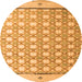 Round Machine Washable Abstract Orange Modern Area Rugs, wshabs4448org